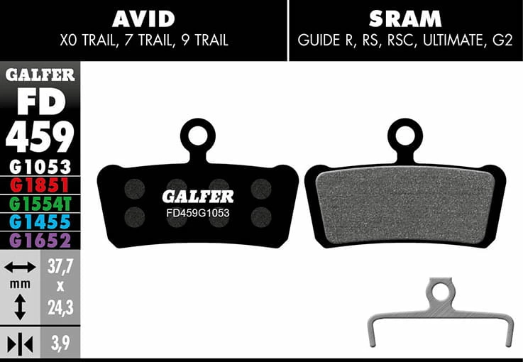 GALFER Patin De Frein Standard - Avid X0 Trail, 7 Trail, 9 Trail, SRAM Guide Tous Les Modèles 3 GALFER Patin De Frein Standard - Avid X0 Trail, 7 Trail, 9 Trail, SRAM Guide Tous Les Modèles