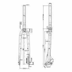 Identiti Fourche Rigide FFX-45 Disc Fixie - Noir -Promos Équipement Cyclisme Boutique FKITFD74K dimensions